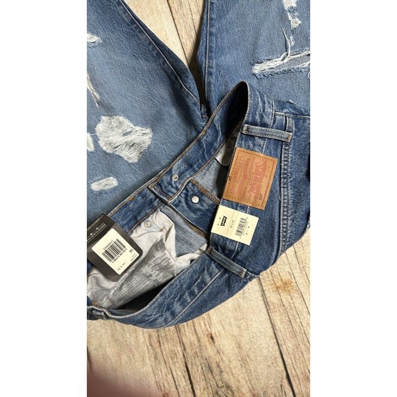 LEVIS 501 High Rise, Straight Leg Distressed Jeans 30 X 30 $118 - Picture 4 of 5